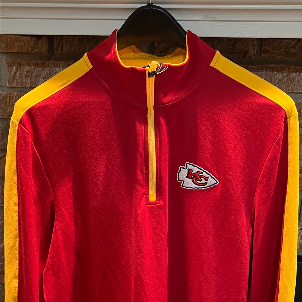 Antigua Kansas City Chiefs Red and Yellow Quarter-Zip Pullover
